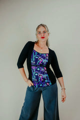 Windowpane Top 3/4 Sleeve - Metamorphosis (20)