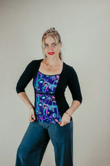 Windowpane Top 3/4 Sleeve - Metamorphosis (20)