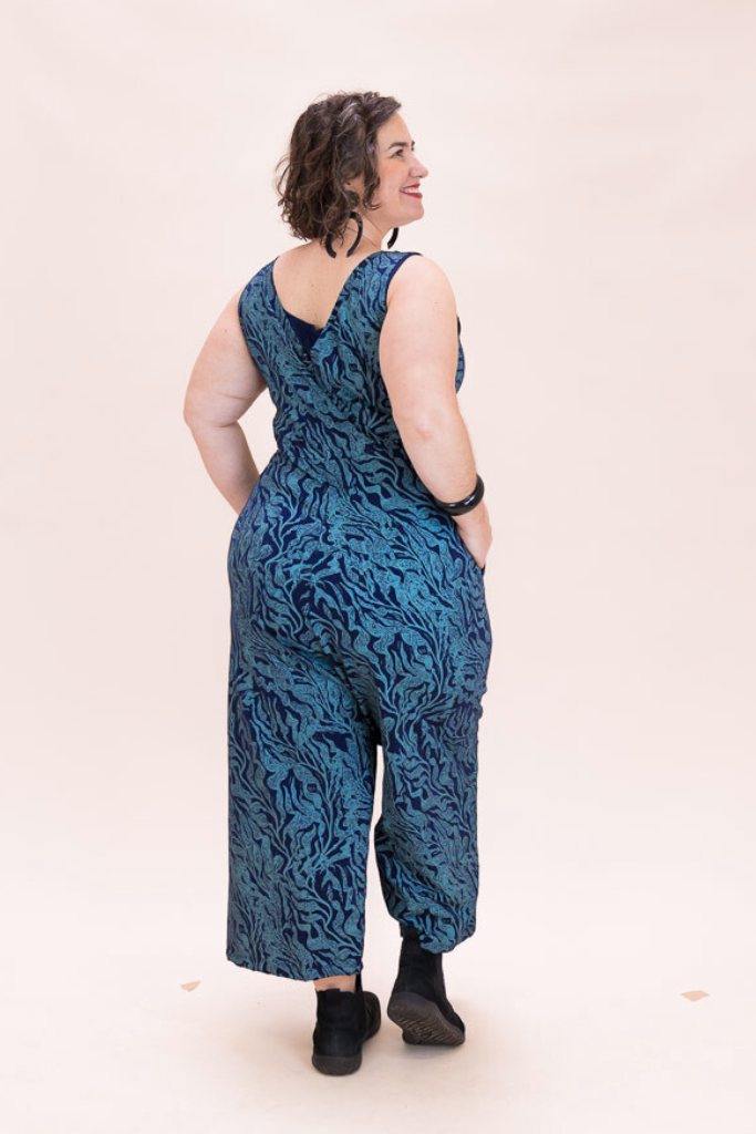 Pull On Stretch Jumpsuit - Kelp Garden