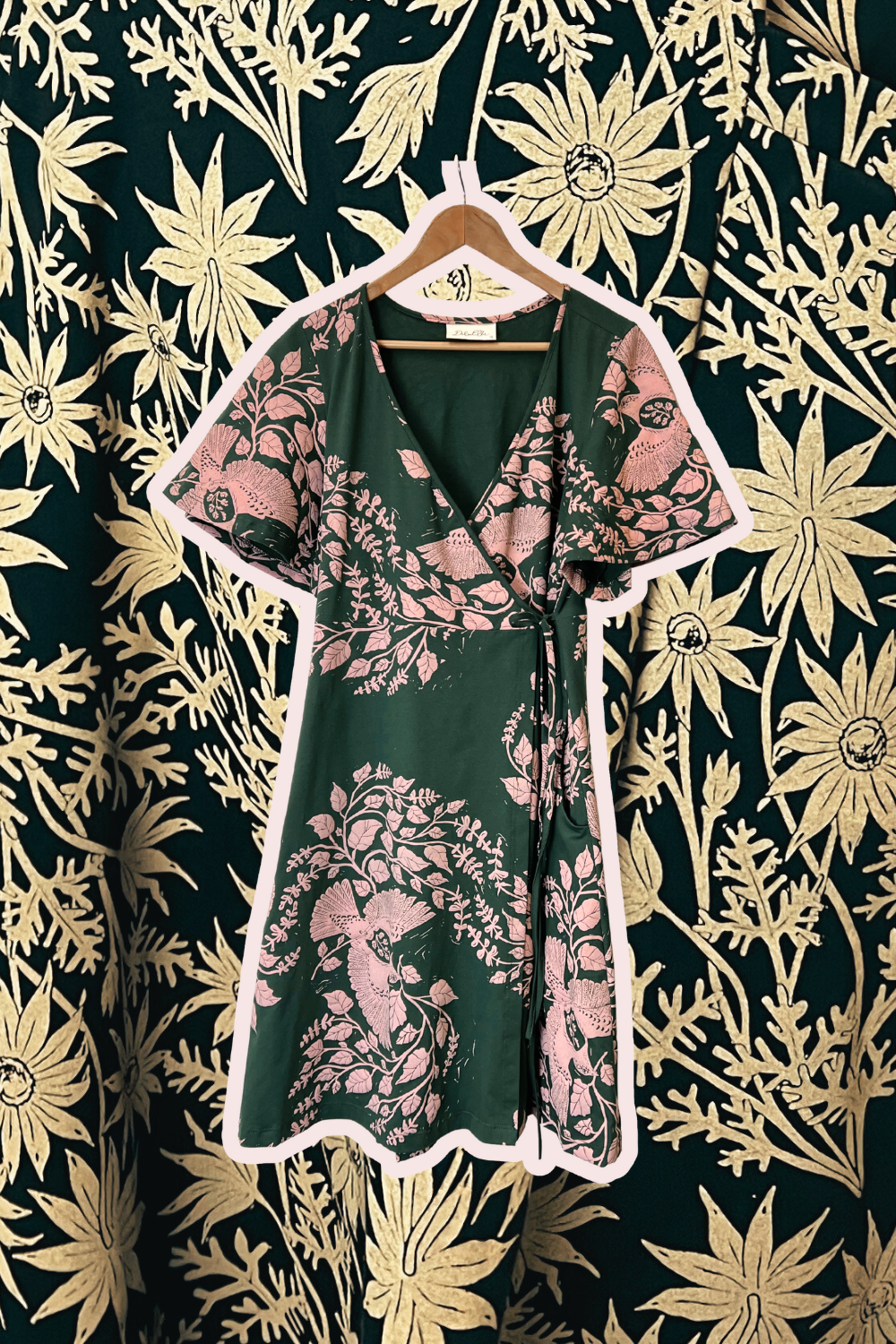 Stretch Wrap Dress - Straw Flannel Flower