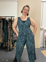 Pull On Stretch Jumpsuit - Kelp Garden