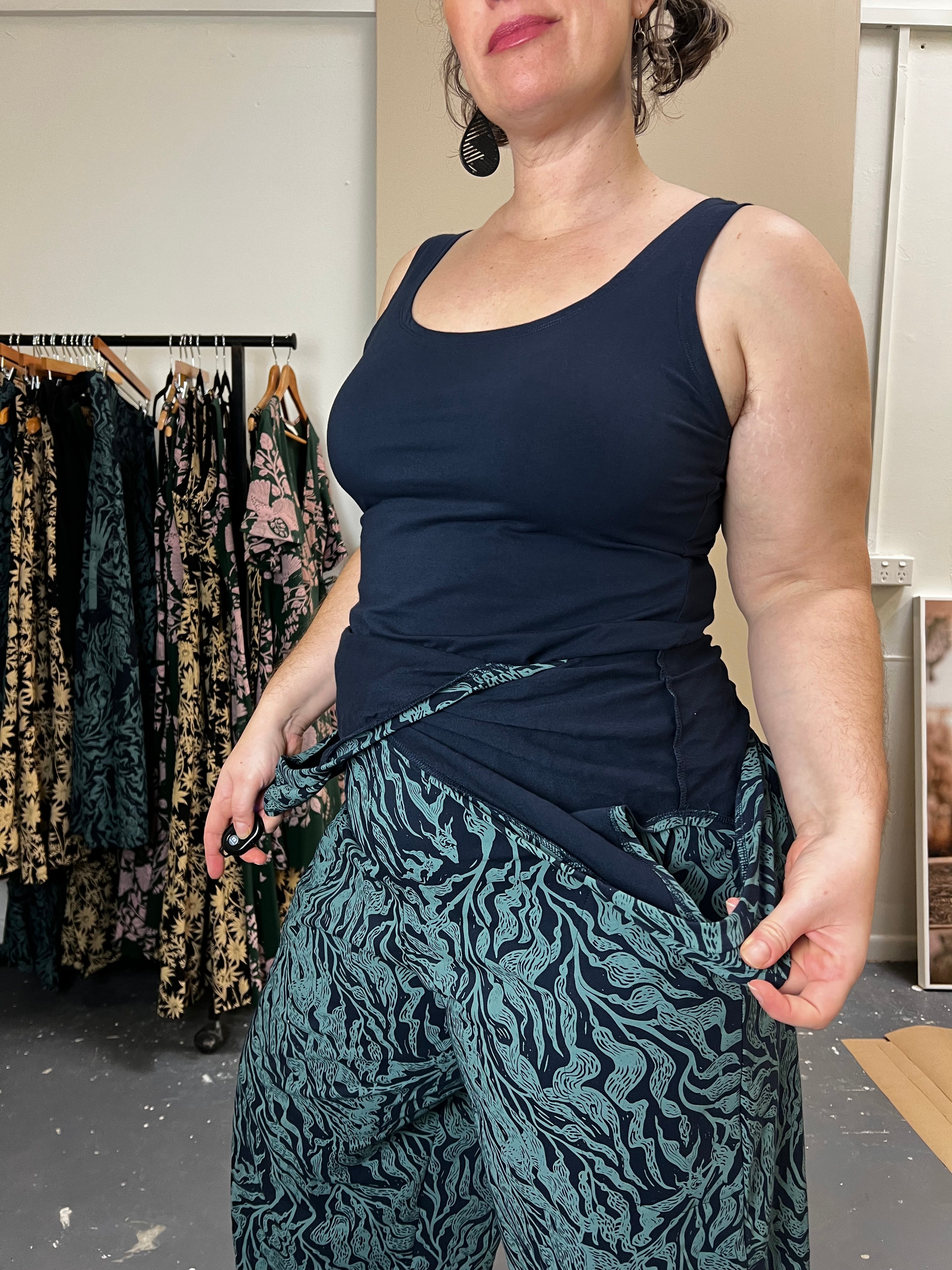 Pull On Stretch Jumpsuit - Kelp Garden