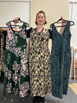 Flow Dress Stretch Cotton - Kelp Garden