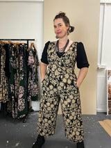 Pull On Stretch Jumpsuit - Straw Flannel Flower