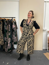 Pull On Stretch Jumpsuit - Straw Flannel Flower