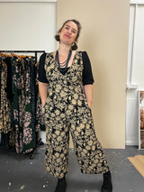 Pull On Stretch Jumpsuit - Straw Flannel Flower