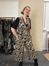 Pull On Stretch Jumpsuit - Straw Flannel Flower