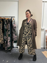 Pull On Stretch Jumpsuit - Straw Flannel Flower