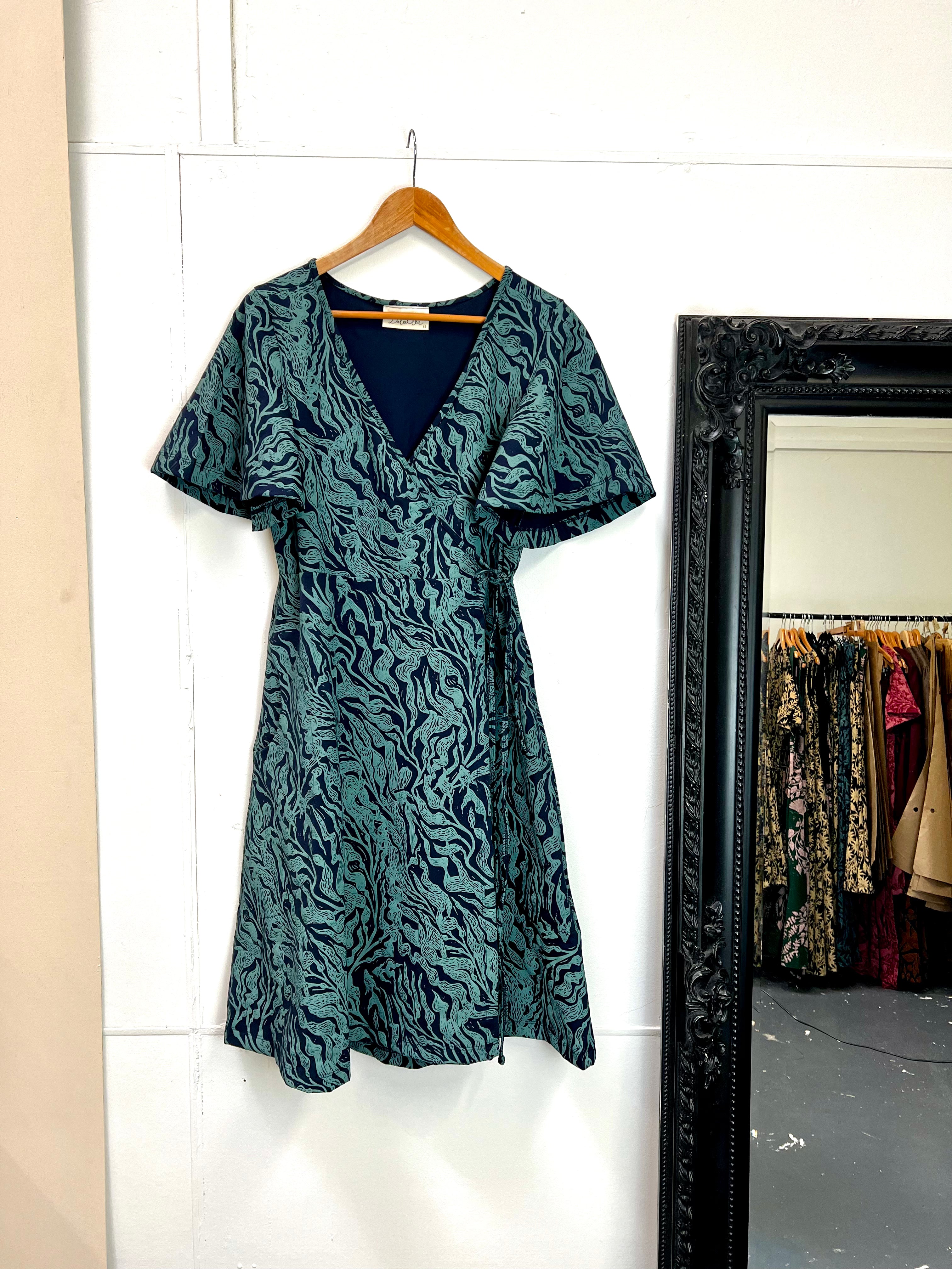 Stretch Wrap Dress - Kelp Garden