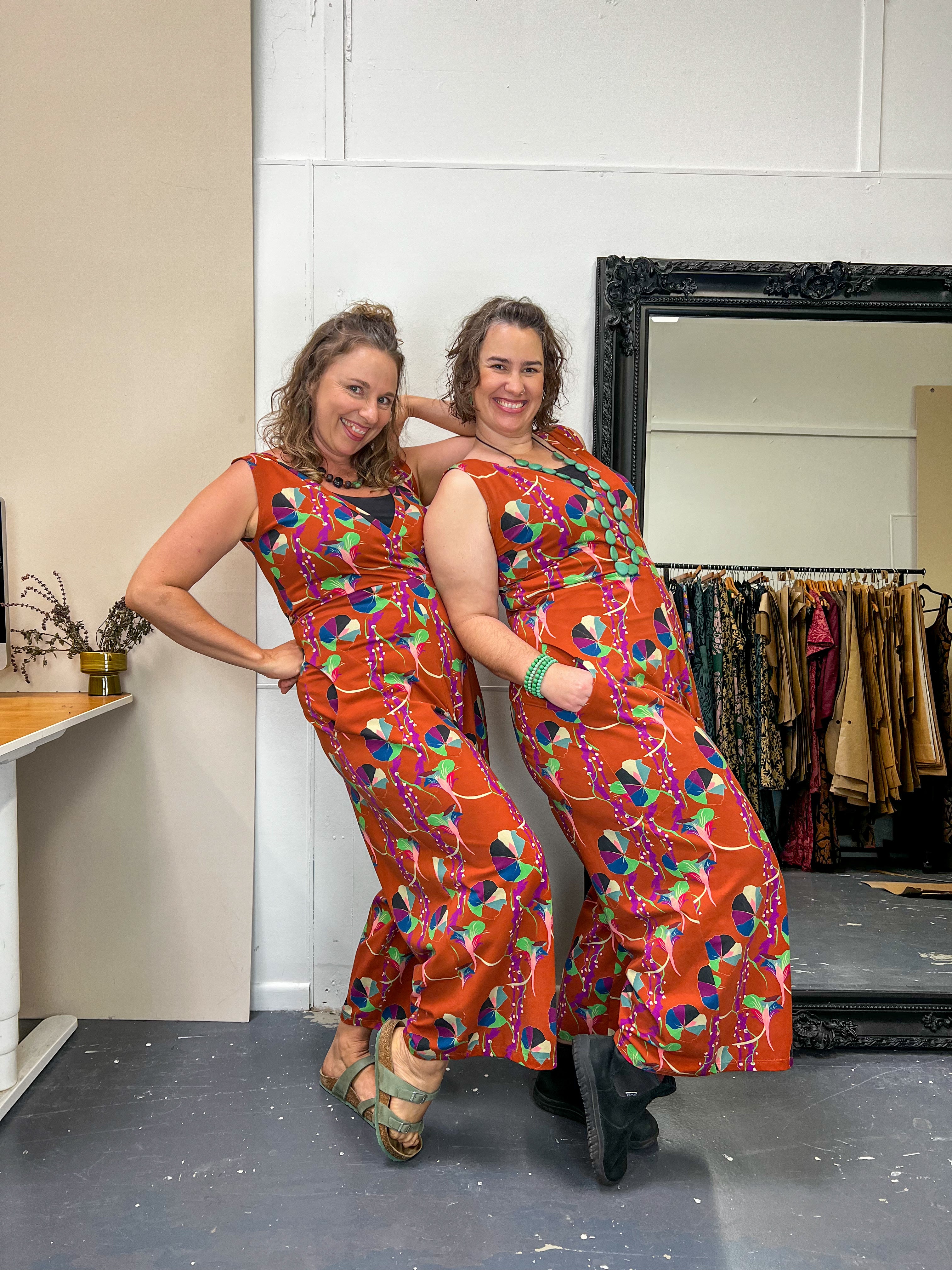 Pull On Stretch Jumpsuit - Nasturtium Rust