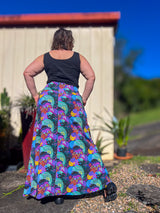 Stretch Maxi Skirt - Dark Coral Garden