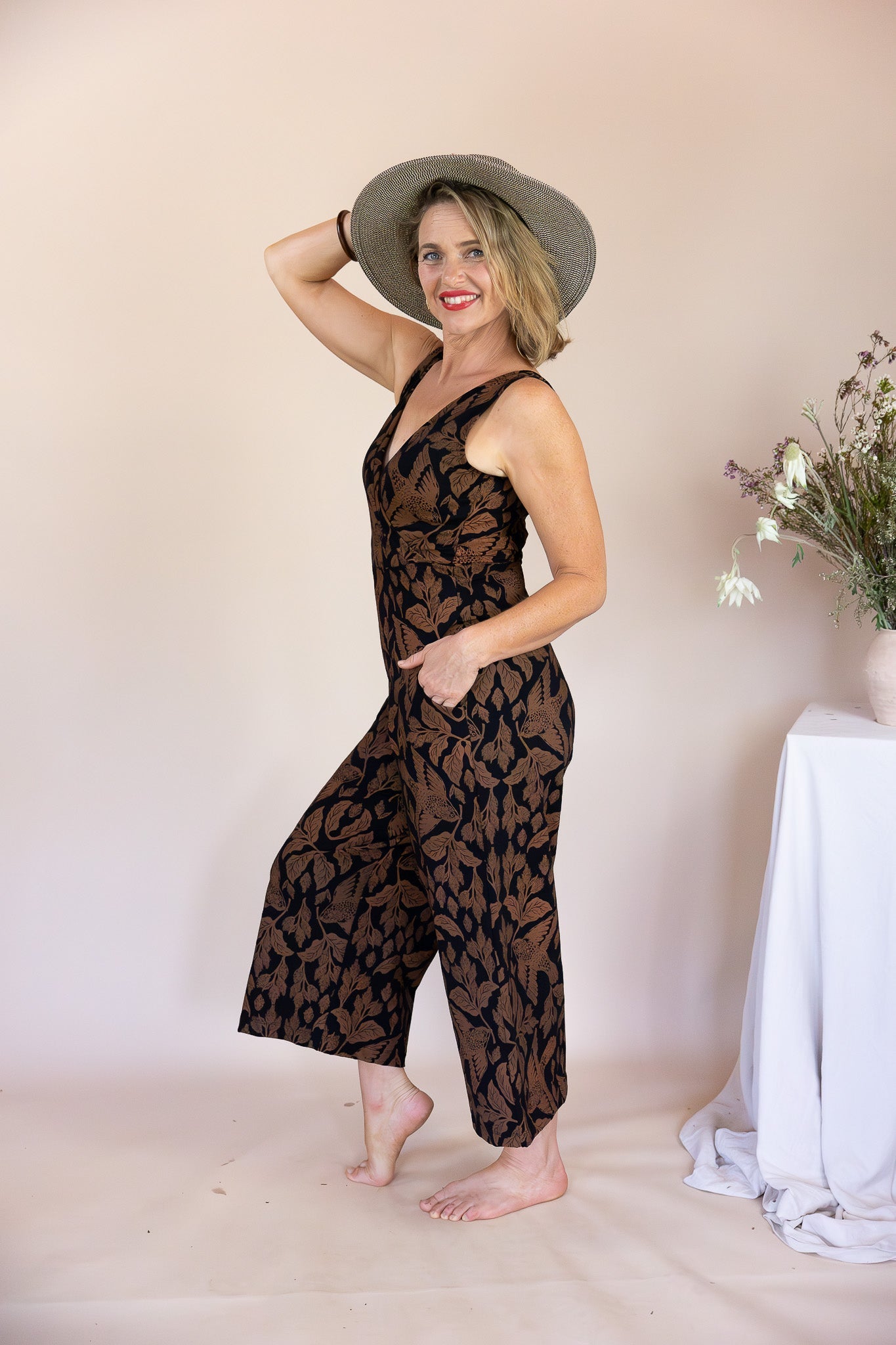 Wide Leg Jumpsuit - Burdock and Bird Print (10)