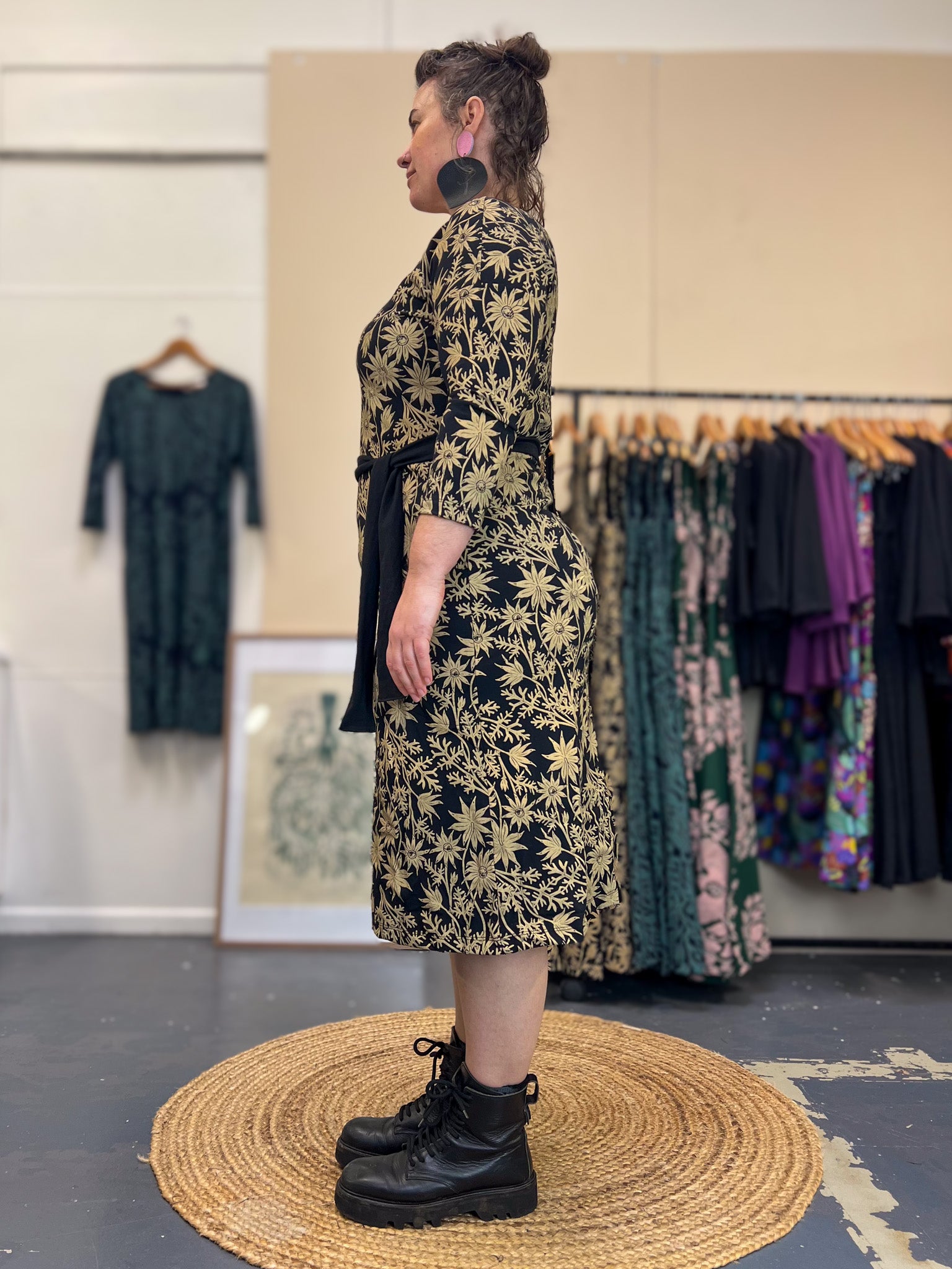 Ziggy Dress Stretch Cotton - Straw Flannel Flower