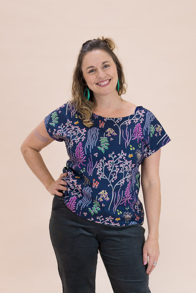 Boxy Cotton Breeze Top – Botanist Print