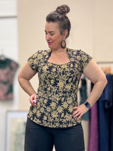 Cardamom Top Cap Sleeve – Straw Flannel Flower