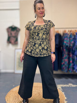 Cardamom Top Cap Sleeve – Straw Flannel Flower