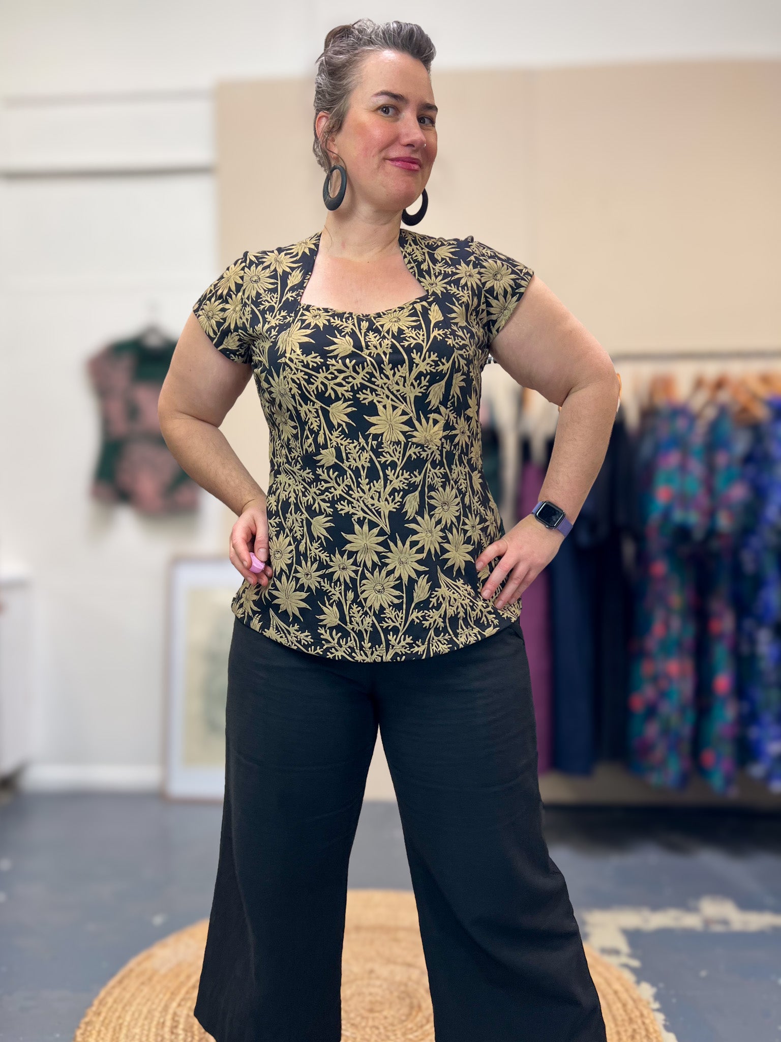 Cardamom Top Cap Sleeve – Straw Flannel Flower