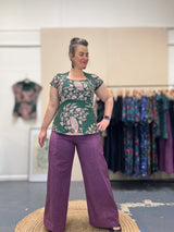 Purple Japanese Cotton Wide-Leg Sidewalk Pants