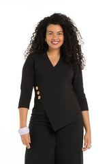 Crossover Top Black - 3/4 Sleeve
