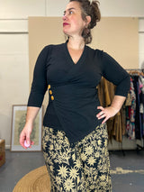 Crossover Top Black - 3/4 Sleeve