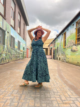 Flow Dress Stretch Cotton - Kelp Garden