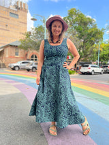 Flow Dress Stretch Cotton - Kelp Garden