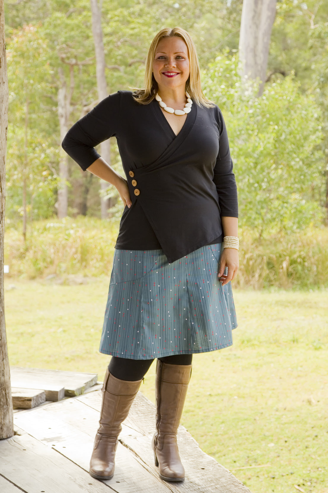 Crossover Top Black - 3/4 Sleeve