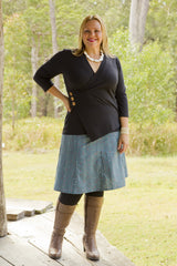 Crossover Top Black - 3/4 Sleeve