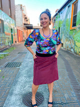 Gahnia Skirt Raspberry Stretch Corduroy