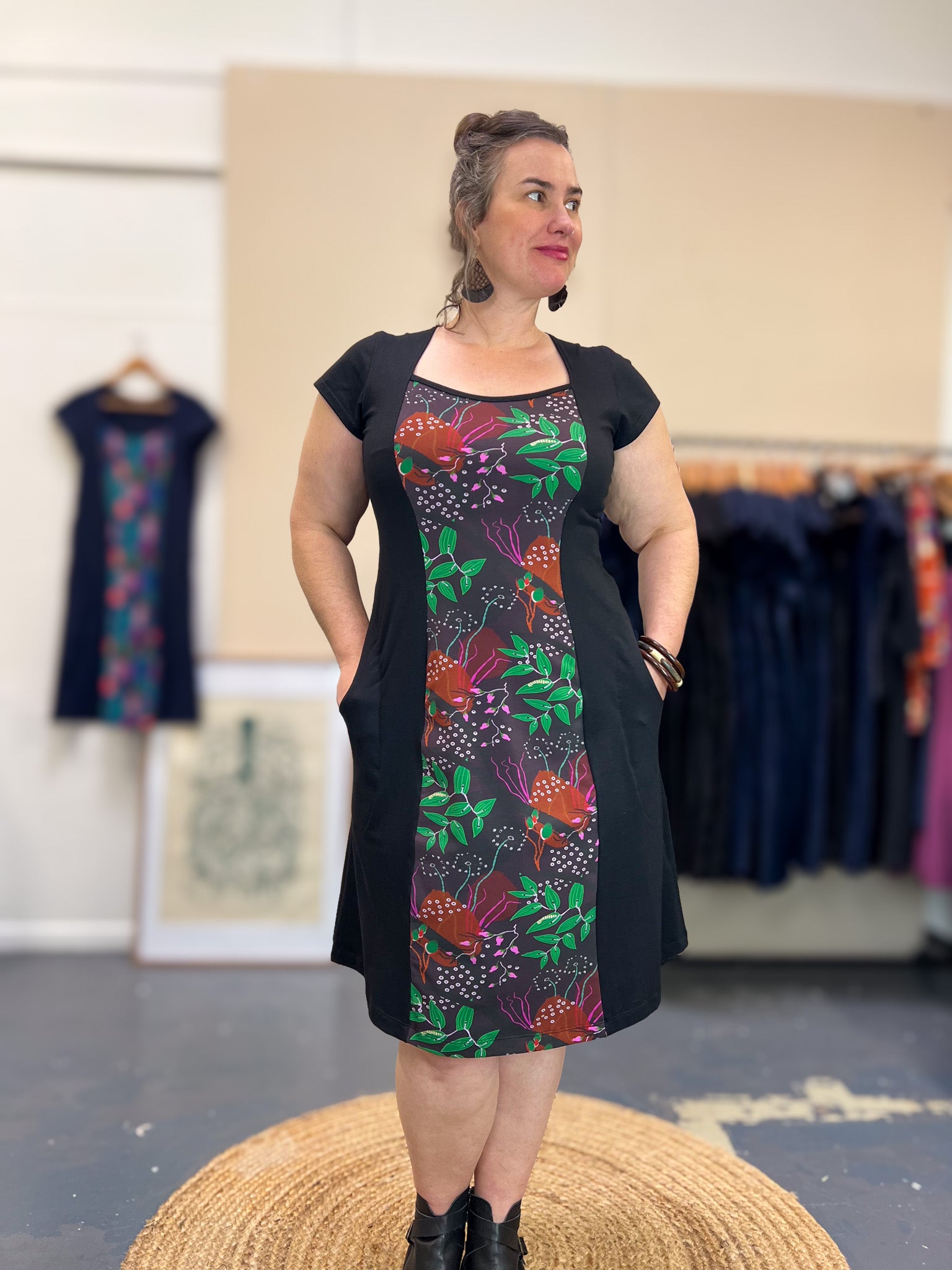Ginger Stretch Panel Dress - Bush Garden