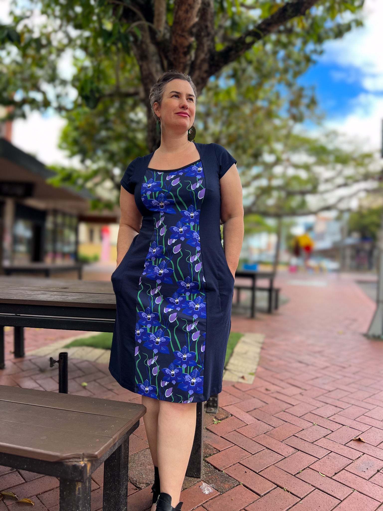 Ginger Stretch Panel Dress - Hello Cutie Blue