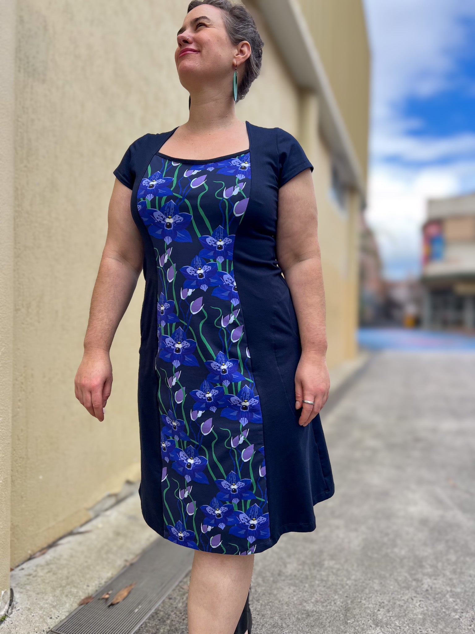 Ginger Stretch Panel Dress - Hello Cutie Blue