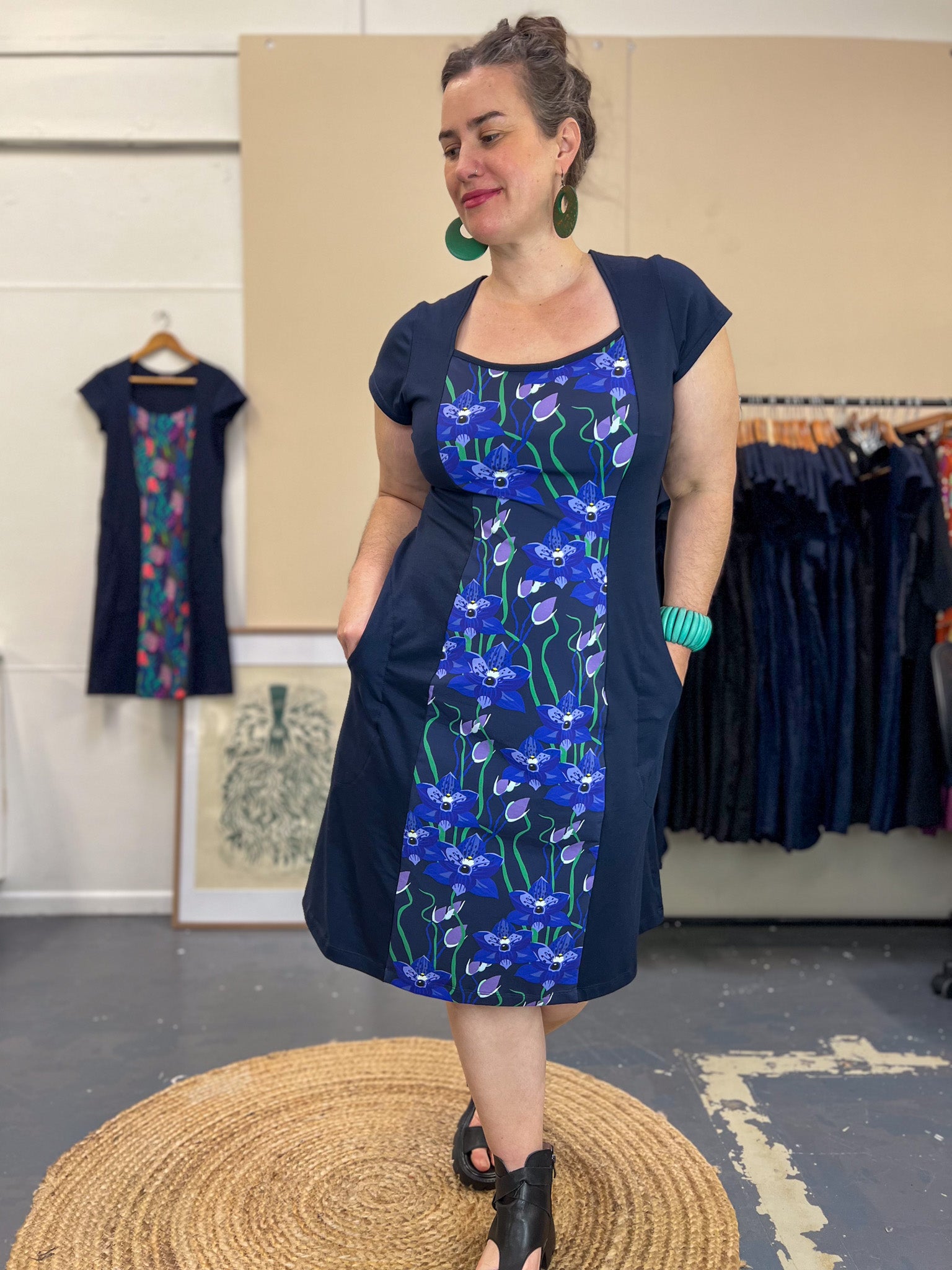 Ginger Stretch Panel Dress - Hello Cutie Blue