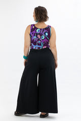 Wide Leg Pants Black - Stretch Organic Cotton