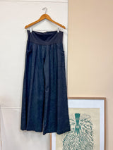 Black Japanese Cotton Wide-Leg Sidewalk Pants