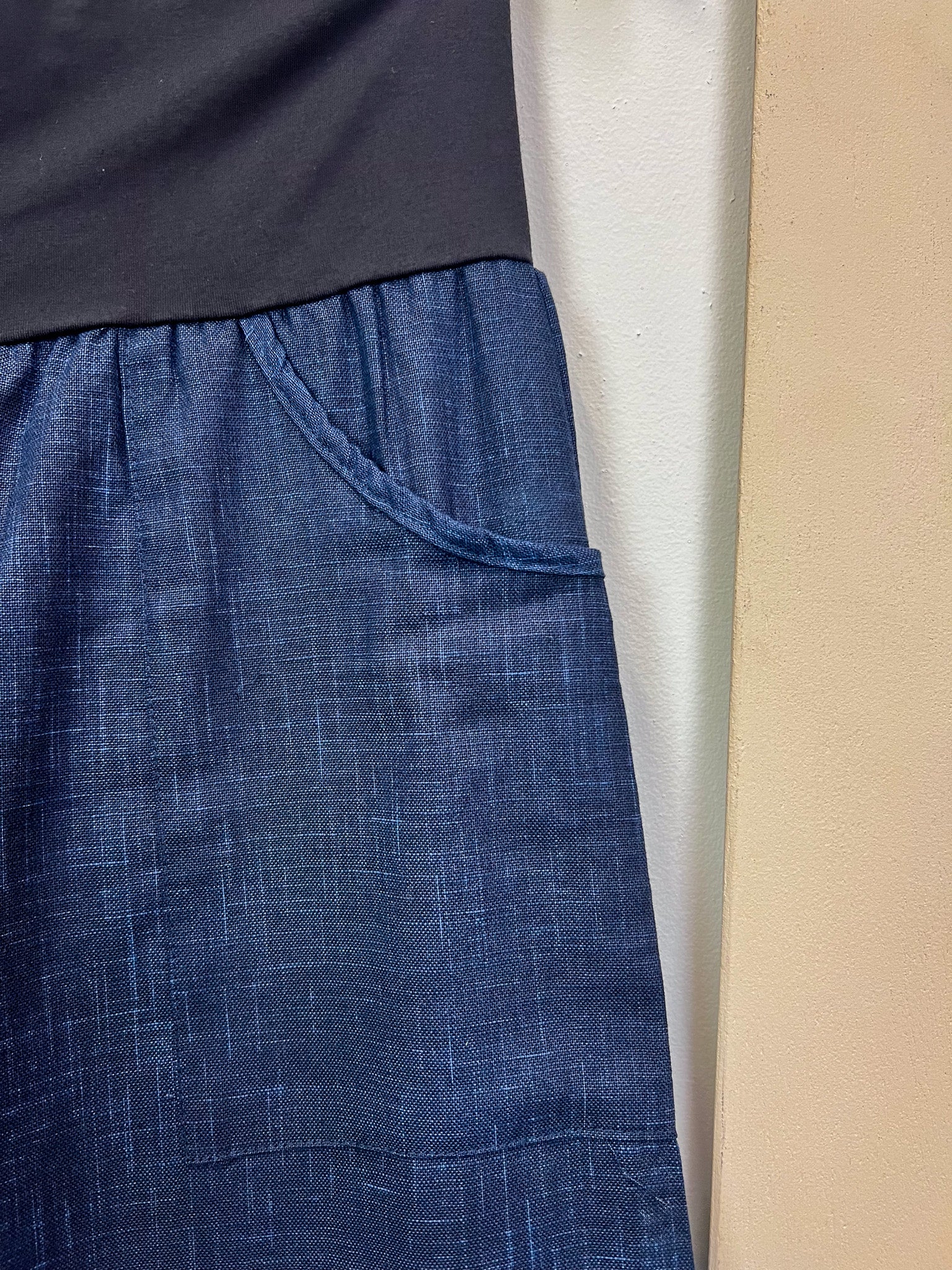 Deep Navy Japanese Cotton Wide-Leg Sidewalk Pants