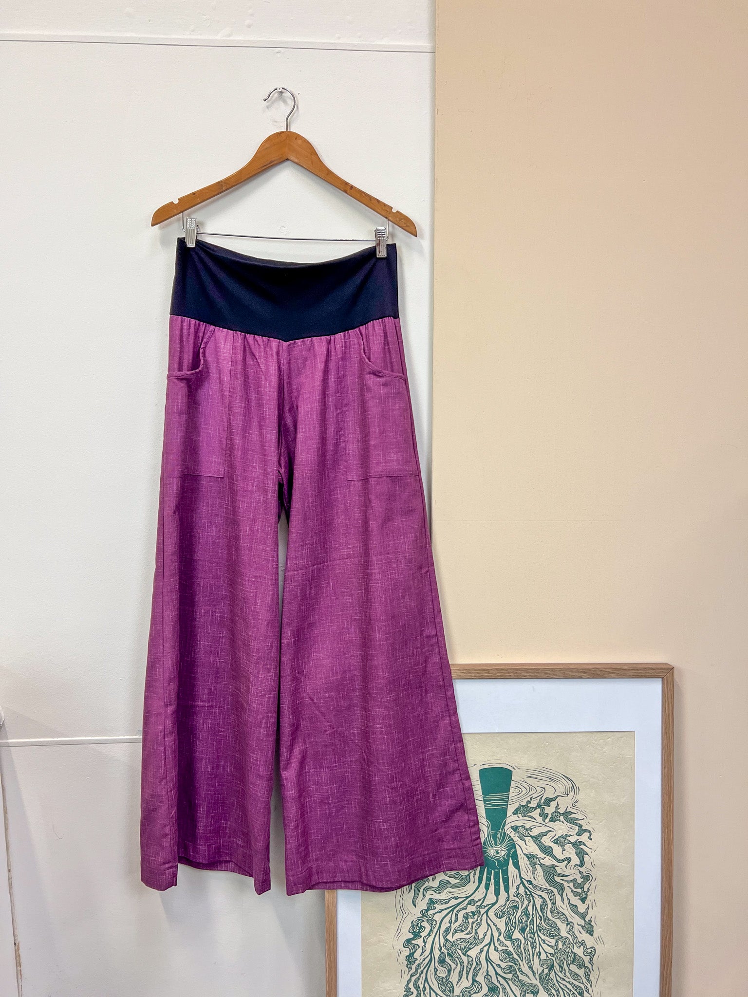 Purple Japanese Cotton Wide-Leg Sidewalk Pants