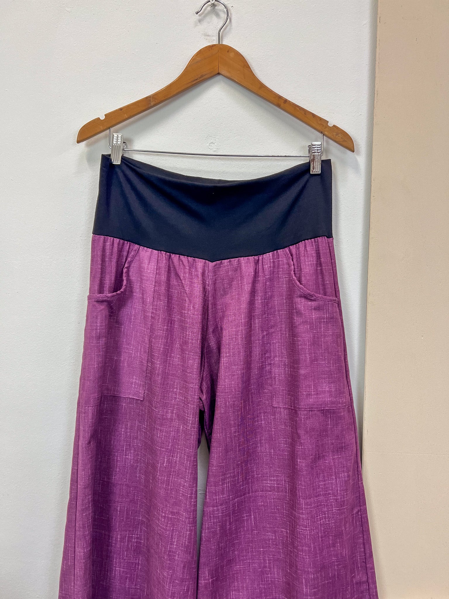 Purple Japanese Cotton Wide-Leg Sidewalk Pants