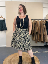 Swing Skirt – Straw Flannel Flower