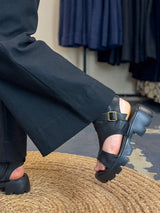 Black Linen-Cotton Cropped Verge Pants