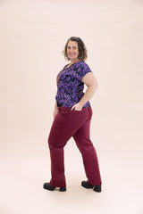 Women's Raspberry Stretch Corduroy Wanderer Pants - Ethical Everyday Comfort