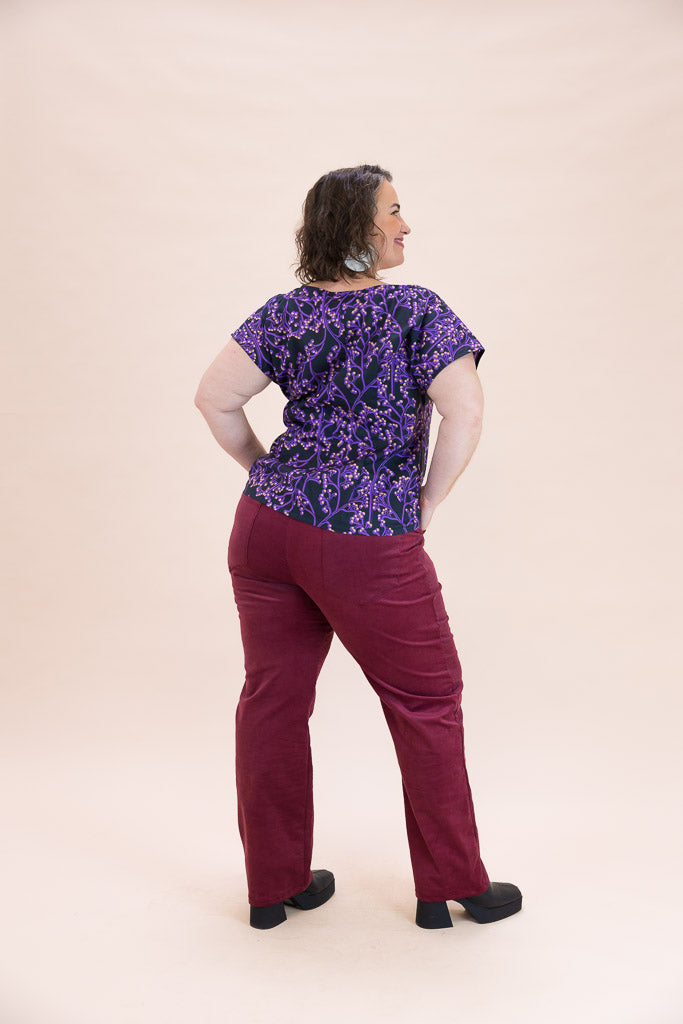 Women's Raspberry Stretch Corduroy Wanderer Pants - Ethical Everyday Comfort