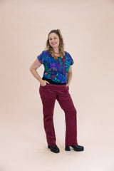 Women's Raspberry Stretch Corduroy Wanderer Pants - Ethical Everyday Comfort