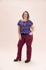 Women's Raspberry Stretch Corduroy Wanderer Pants - Ethical Everyday Comfort