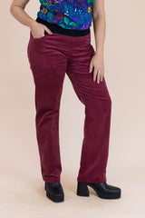 Women's Raspberry Stretch Corduroy Wanderer Pants - Ethical Everyday Comfort