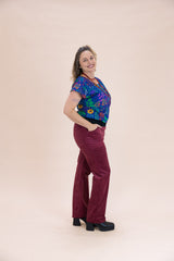 Women's Raspberry Stretch Corduroy Wanderer Pants - Ethical Everyday Comfort