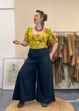 Wide Leg Pants Black - Stretch Organic Cotton