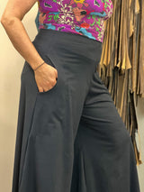 Wide Leg Pants Black - Stretch Organic Cotton