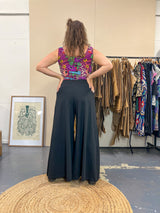 Wide Leg Pants Black - Stretch Organic Cotton