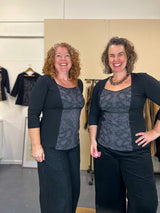 Windowpane Top 3/4 Sleeve - Nightwalk Dark